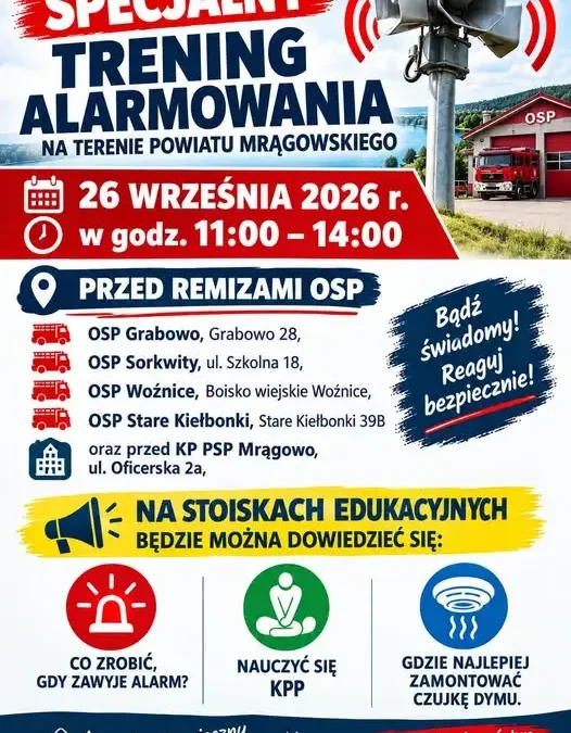 Trening Alarmowania w powiecie mrągowskim – naucz się reagować, zanim pojawi się zagrożenie