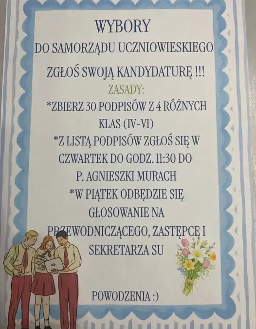 Wybory do samorządu uczniowskiego – zgłoś swoją kandydaturę