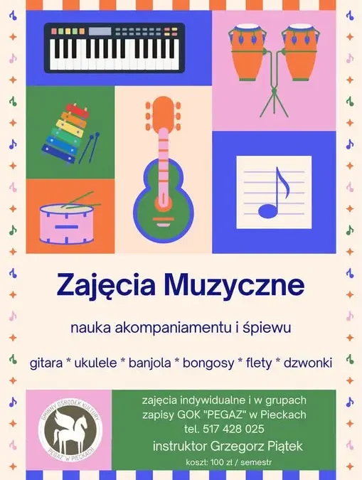 Nauka gry i śpiewu w GOK „PEGAZ” w Pieckach – zapisy trwają