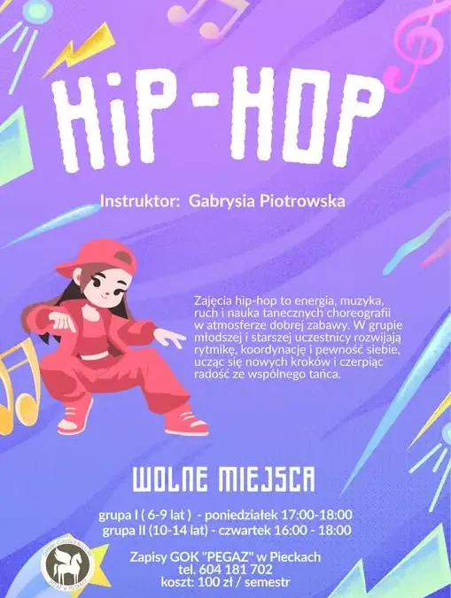 Zajęcia hip-hopu w GOK „PEGAZ” w Pieckach – trwają zapisy