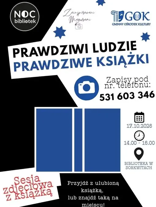 Noc Bibliotek 2026 w Sorkwitach – sesja zdjęciowa z ulubioną książką