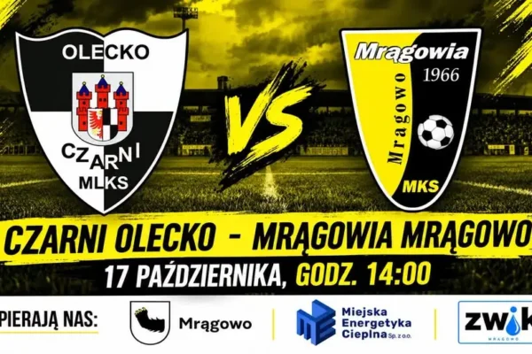 Mrągowia Mrągowo zagra w Olecku z Czarnymi. Sobotni wyjazd o 14:00