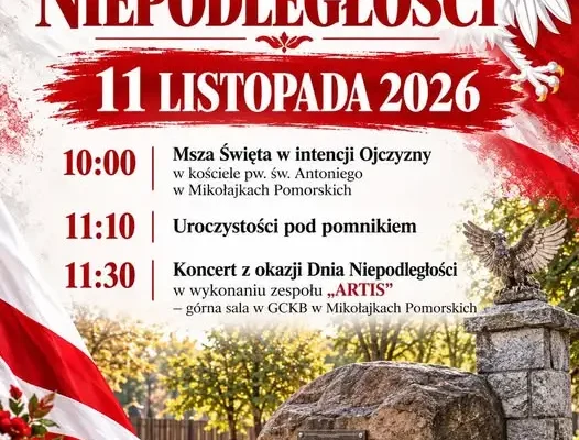 Mikołajki Pomorskie zapraszają na obchody Święta Niepodległości 11 listopada
