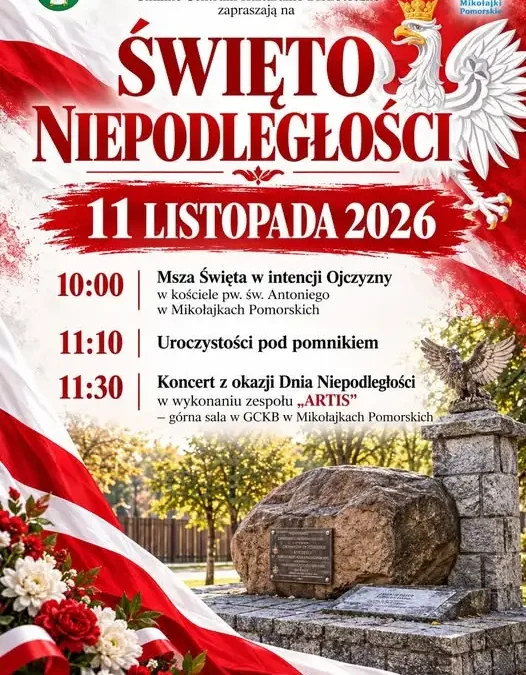 Mikołajki Pomorskie zapraszają na obchody Święta Niepodległości 11 listopada