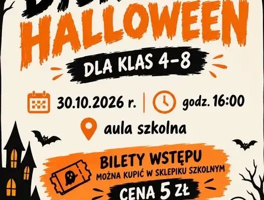 Halloweenowa dyskoteka w szkole w Mikołajkach – zaproszenie dla klas 4-8