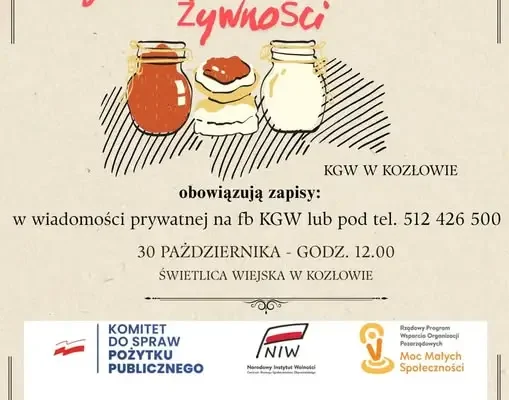 Warsztaty „Spiżarnia na trudne czasy” w Kozłowie – zapisy trwają